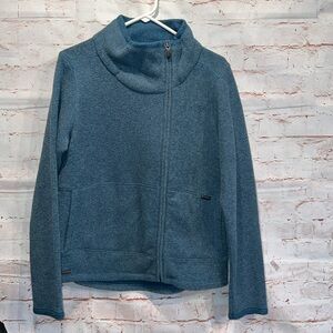Columbia Sweater Womens Large Blue Titanium Fleece Side Full Zip Front Casual